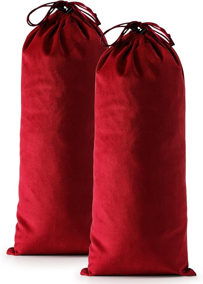 2 Pcs Single Shoe Bags for Travel, Dust Velvet Bag, Rio Red, 17.3x8.6 Inch | Washable & Reusable Travel Shoe Bags, Dustproof Shoe Bags with Drawstring Closure, Suitable for Travel, Home Storage