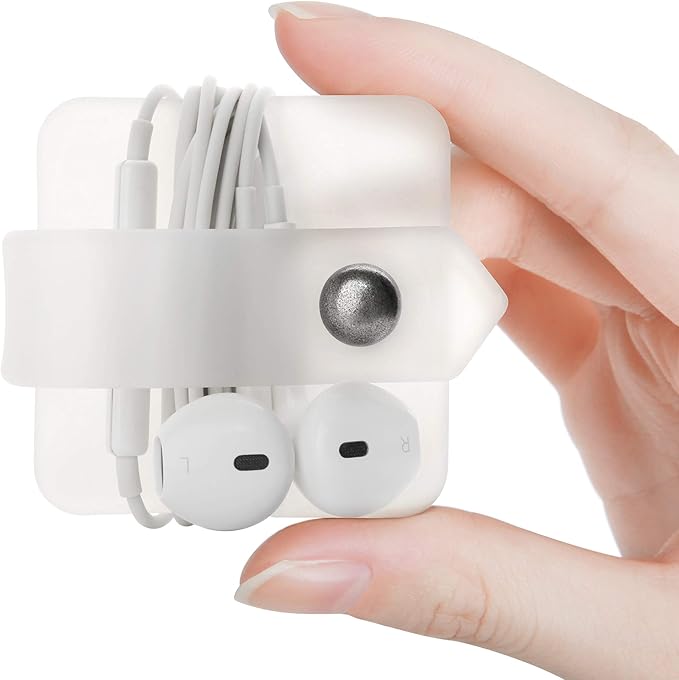 Silicone Cord Organizer, Transparent Earphone Wrap, Button Closure, Flexible Headphone Cord Manager