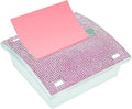 Pop up Sticky Note Holder Rhinestone Self Sticky Note Dispenser 3×3 Post it Dispenser for Pink Office Desk Accessories and Supplies,Teacher Gifts(White Pink)