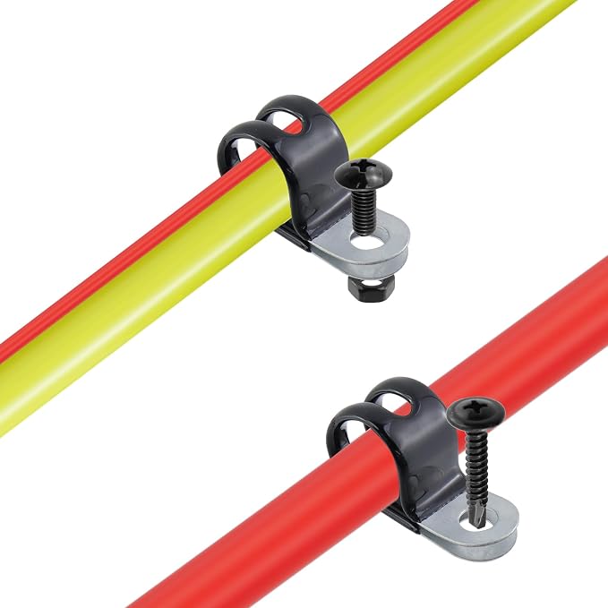 Antrader Cable Clamps, 20Pcs Carbon Steel Rubber Cushion Insulated Loop Clips, 20mm/0.79inch R-Type Cable Management Cord Organizer with Screws