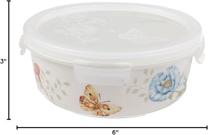 Lenox 824646 Butterfly Meadow Serve & Store Container, Small Container 6.25" D x 2.75" H (Pack of 12)