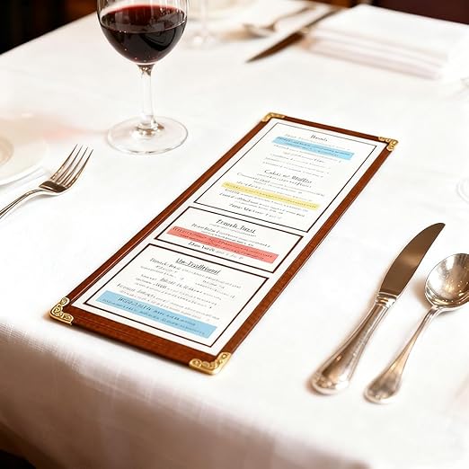 Goodsmart Restaurant Menu Covers - 25 Pack Burgundy 1-Page/2-View 4.25" x 11", Top-Loading Vinyl Menu Holders with Clear Sleeves, Double-Stitched Edge, Leather-Style Café Covers with Gold Corners