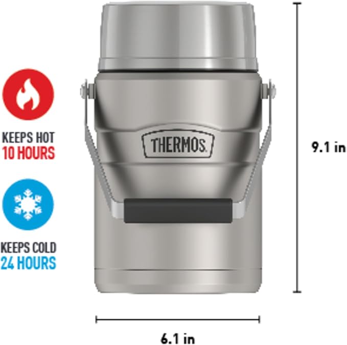 THERMOS Stainless King Vacuum-Insulated Food Jar with 2 Storage Container Inserts,47 Ounce,Matte Stainless Steel,(Pack of 4)