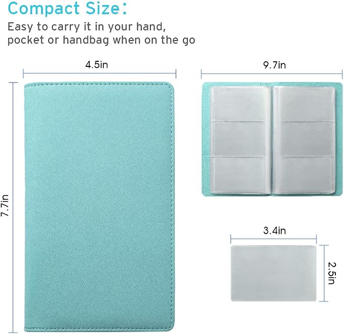 Sooez Leather Professional Business Card Book Holder Organizer, 240 Capacity Credit Card Booklet, PU Name Cards Holder Storage File for Men Women, 7.7"x 4.5" x 0.7", Mint Green