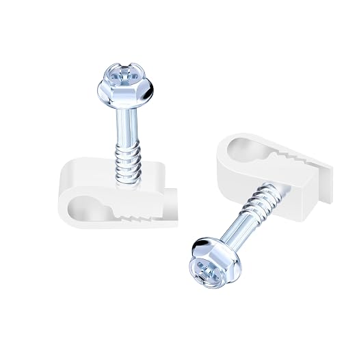 Cable Clips with Screws Fastener 1/4 Inch (6 mm) - All Weather Wire Clips for Coaxial, Ethernet,Electrical Cables,Brick/Stucco Siding Clips, UV-Resistant for Outdoor Wall Mount,50 Pack,White