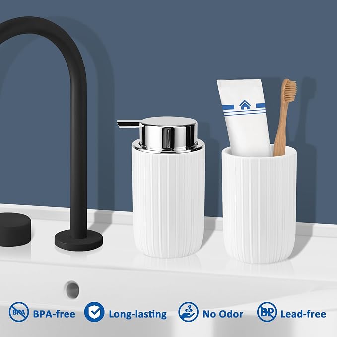 Soap Liquid Dispenser Ceramic with Easy-to-Press Pump Hand Liquid Dispenser for Shampoo Bathroom Countertop 13.5 oz