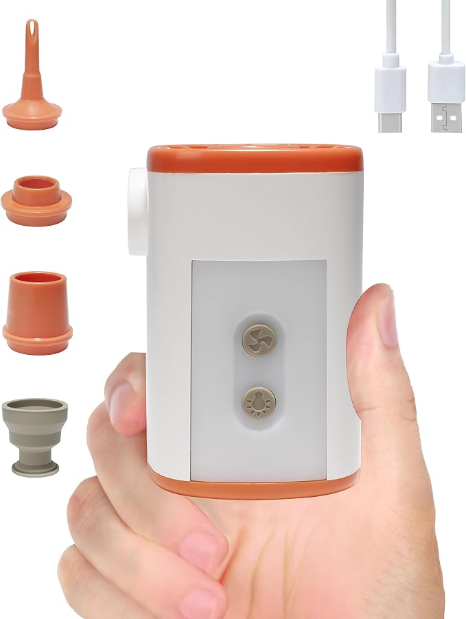 Portable Air Pump with 3600mAh Battery USB Rechargeable Mini Air Pump Inflate Deflate for Pool Floats Vacuum Storage Bags Air Mattress Swimming Ring Sleeping Pads – Orange White | USB Rechargeable, Lightweight, Electric, Mini, for Pool, Floats, Vacuum ...