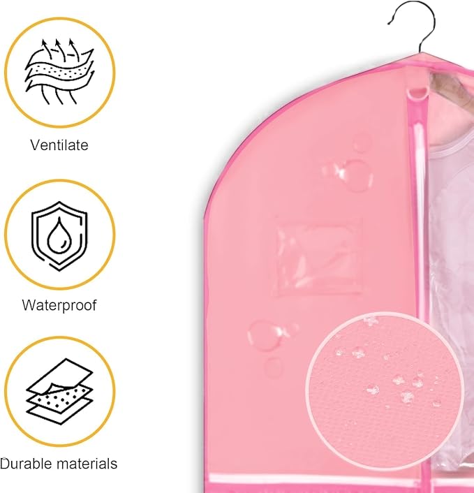 Garment Bag for Dance Costumes, 3 Pack 40 inch Dance Garment Bags for Dancers Hanging Clothes Travel Storage,Kids Dance Recital Bags for Competition,Dance Recital Gifts for Girls