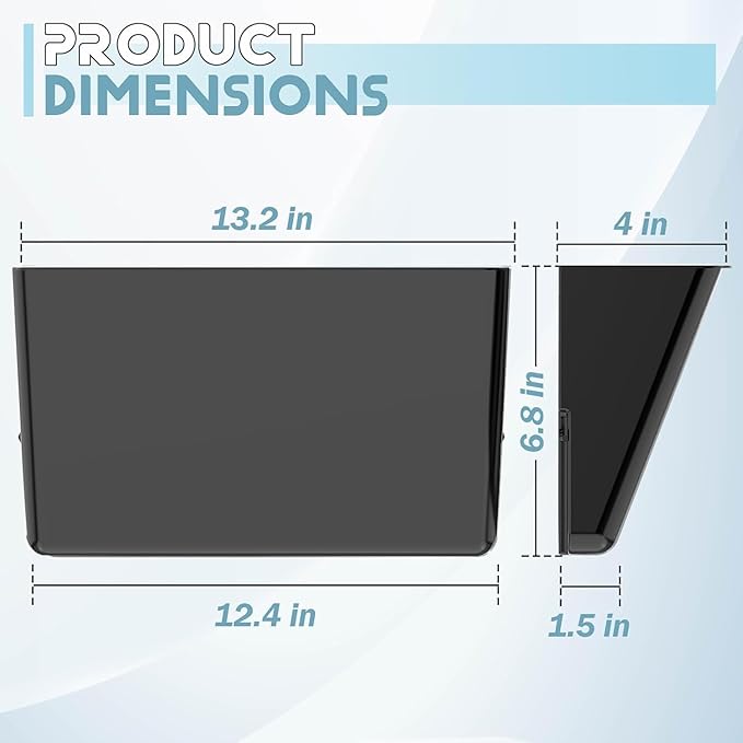 MINDEPOT 5 Pockets Acrylic Wall File Organizer, Clear Wall File Holder, Plastic Hanging Wall File Holder for Office, School and Home, Black