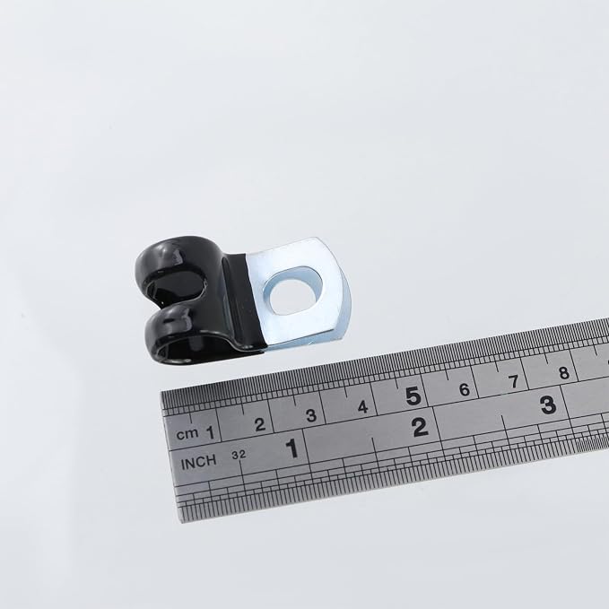 Antrader Cable Clamps, 20Pcs Carbon Steel Rubber Cushion Insulated Loop Clips, 12mm/0.47inch R-Type Cable Management Cord Organizer with Screws