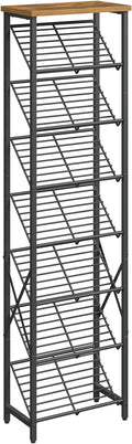 YATINEY 8-Tier Tall Shoes Rack, Slim Shoe Organizer for Entryway, Large-Capacity Thin Shoe Rack for Closet, Narrow Shoe Storage Shelf Holds 8-16 Pairs, Space Saving, Black and Rustic Brown SS18BR