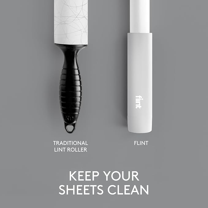 Flint Classic White Retractable Mini Lint Roller with 30 Extra Sticky Sheets, Small and Portable Lint Roller, Ideal Pet Hair Remover, Travel Lint Rollers for pet Hair Extra Sticky