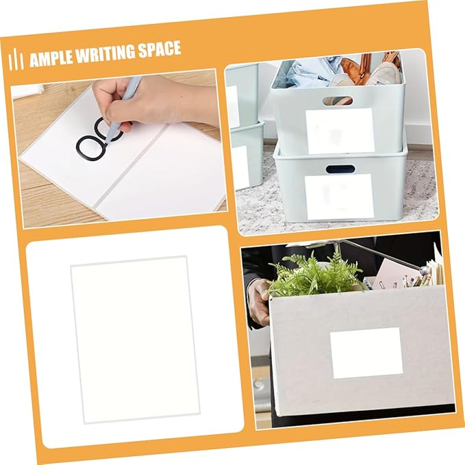 VILLCASE 25 Sheets Glossy White Vinyl Sticker Paper Shipping Labels for Storage Bins Rectangle Stickers for Kitchen
