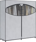 Whitmor Extra-Wide Portable Clothes Closet, 60" Wide Closet Organizers and Storage with Cover, Heavy Duty Metal Clothes Rack, Stable and Easy Assembly Clothes Storage, Light Grey