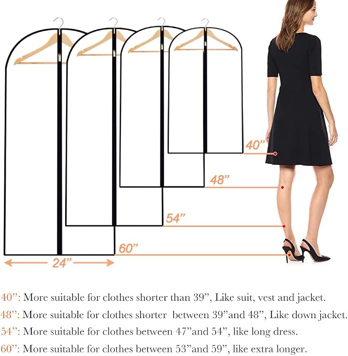 Garment Bags for Hanging Clothes Travel (Set of 12) Clothes Storage Bags Closet Cover for Open Closet with Zipper for Suit, Sweaters Travel Laundry Wardrobe Closet Garment Dust Cover