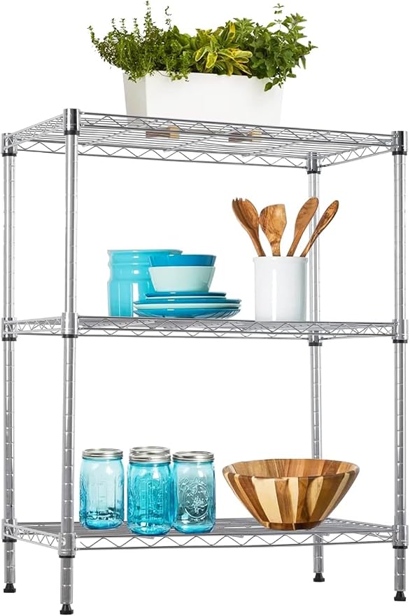 Meet perfect 3-Tier Metal Shelving Unit, 30.2" H x 13.2" W x 23" D Adjustable Wire Rack, 450 lbs Heavy Duty Storage Organizer for Kitchen, Garage, Pantry, Laundry