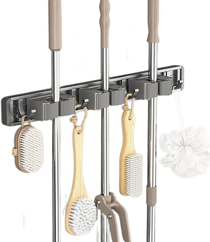 Mop and Broom Holder Wall Mount,Command Broom Holder Hanger Wall Mount,Tool Hangers for Garage Wall