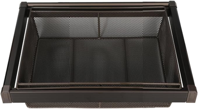 Pull Out Drawer Organizer Containers,Stackable Shelf Baskets Organizer,Aluminum Alloy Stackable Storage Bins,for Office Bathroom Bedroom(Brown,Gray)(Brown,25.98-29.92in)