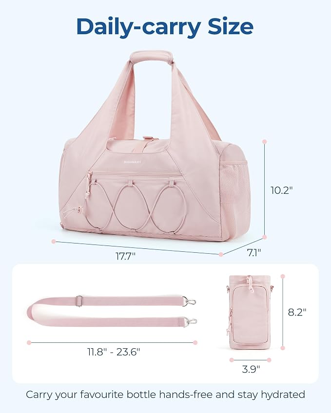 BAGSMART Gym Bag for Women, Lightweight Duffel with Shoe Compartment, Tote Bag with Wet Pocket for Yoga Travel, Sage
