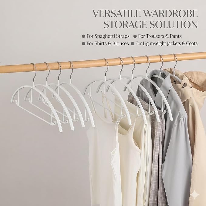 Non Slip PVC Coating Sweater Hangers (20, Silver/White)