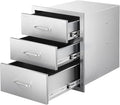VEVOR Outdoor Kitchen Cabinets 18.11"W x 23.23"D x 23.23"H, Triple-Access Stainless Steel BBQ Drawers with Handles, BBQ Island Drawer for Outdoor Kitchens, Barbeque Island Patio Grill Station