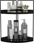 Dorhors 2-Tier Bathroom Counter Organizer,Vanity Counter Corner Shelf, Skincare, Wood Countertop Bathroom Storage and Organization for Kitchen (Black)