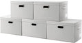 PRANDOM Collapsible Storage Bin with Lid [5-Pack] Fabric Foldable Storage Box Organizer Container Basket Cube with Cover for Home Bedroom Closet Office Beige(15.3x10x9.7)