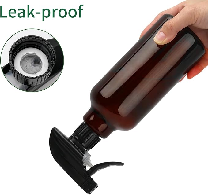 Cosywell Glass Spray Bottles 16.9oz/500ml 2 Pack Brown Empty Spray Bottle | Mist/Stream Heavy Duty, Water Spraying Bottle, for Cleaning, Cooking Solutions, Hair Care, Including a funnel and two lid