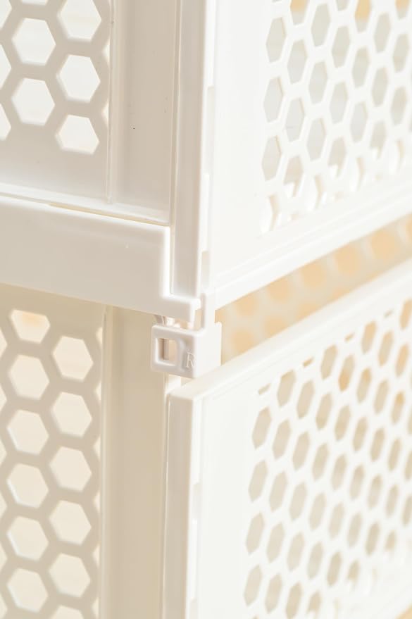 Pull-out Plastic Storage Basket,Stackable Closet Organizers Drawer Anti-Tipping, Reinforced Stable Shelf Container for Bathroom Laundry Room Storage, Space-Saving Clothes Storage (white, Large-4pcs)