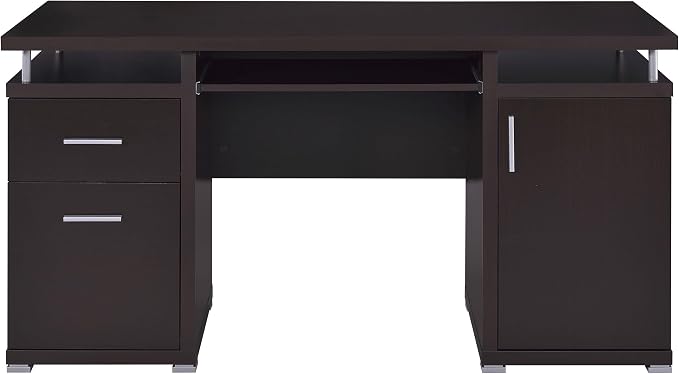 Coaster Home Furnishings Tracy Modern Contemporary 55-Inch 2-Drawer Home Office Computer Writing Desk Study Table with File Cabinet Storage Engineered Wood Eco-Friendly Laminate Brown 800107