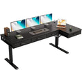 OffiGo 63 Inch L Shaped Electric Standing Desk with 4 Drawers, Black | Reversible Corner Table, Office Desk With 4 Drawers and Outlets For Home Office, Computer Workstation And Sit Stand Use