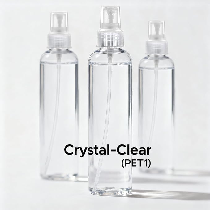 Bar5F Clear Plastic Spray Bottles – 8.5 oz / 250 ml (3-Pack) Refillable Water Spray Bottle Set | Fine Mist Spritzer for Hair, Plants & Beauty Use – Empty Reusable BPA-Free Plastic Bottles Made in USA