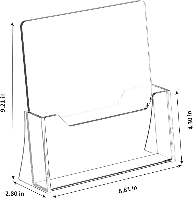 Acrylic Brochure Holder 8.5 x 11 inch 2 Pack, Clear Flyer Holder Plastic Stands for Displaying Pamphlets, Magazines, Literature, Brochures, Booklets, Menu, Desk Holder, Countertop Organizer | Clear Plastic, Displaying Pamphlets, Magazines, Literature, ...