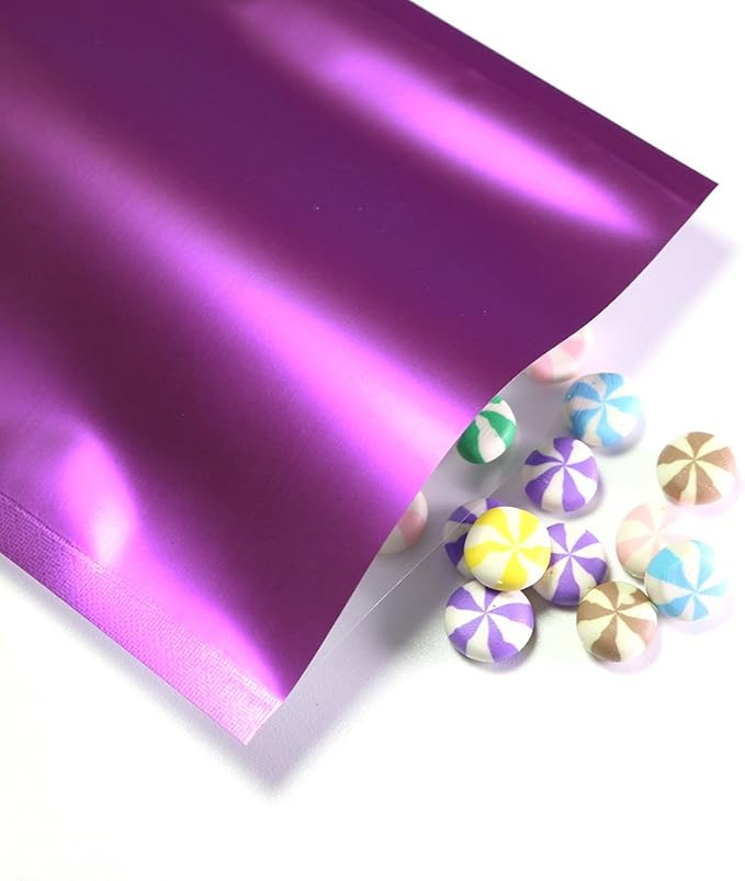 100PCS Customized Mylar Heat Seal Bags,Open Top Clear Packaging Bag with Tear Notch, Single-Side Printing for Logo/Text/QR Code (Purple, 7 * 10CM/2.8"*3.9"-100PCS-One Color Print)