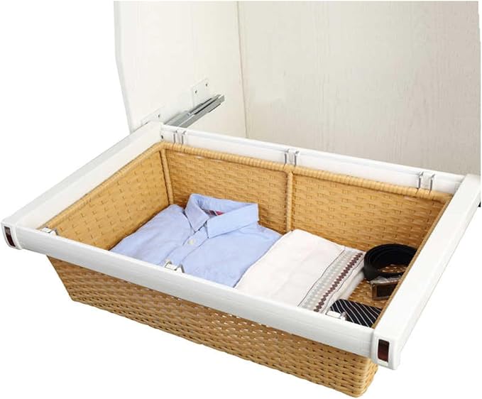 Pull Out Cabinet Storage Basket,Wardrobe Storage Organiser,Stackable Detachable Baskets Closet Storage Box,for Kitchen Office Wardrobes Cupboard Storage(Brown 1)