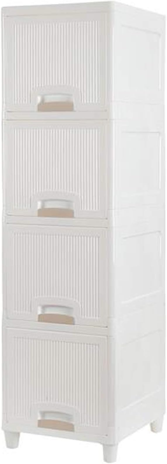 Slim Narrow Storage Drawers Organizer for Gadgets Peripherals, Dresser Storage Tower Plastic Organizer Unit Freestanding for Closet Entryway Hallway Nursery Room (4-Drawers), White