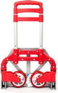 Folding Hand Truck Dolly, 200 lbs Capacity Dolly Cart, Aluminum Portable Foldable Hand Cart with Retractable Handle, Ideal for Shoping, Office, Travel, Moving, Red