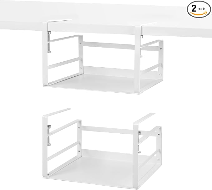 Nxconsu Under Shelf Basket, 2 Pack Under Shelf Storage Organizer, 11" | Heavy-Duty Metal Under Cabinet Shelf Basket Holds 30 lb with No-Drill Knob-Lock Clamp for Kitchen Pantry Cupboard