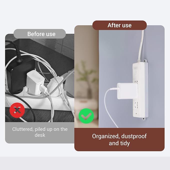 6 PCS Power Strip Holder Wall Mount, Punch Free Socket Holder Self Adhesive, No Drilling Sockets Power Holders with Sticky for Desktop Wall Fixing