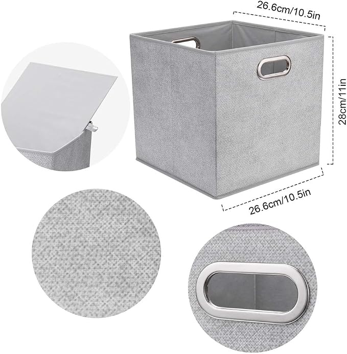HSDTCollapsible Cloth Cubes Storage Bins Baskets Boxes Grey-White Lattice Pattern 10.5 x 10.5 x 11 Inches - Pack of 6,QY-SC14-6,Brush gradient(Set of 3)
