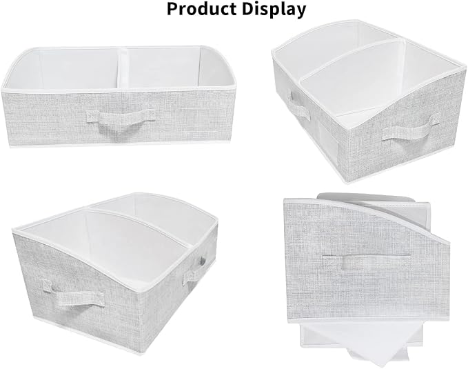 3 Packs Closet Storage Bins - Trapezoid Large Storage Box - Foldable Fabric Baskets for Organizing Clothes - Baby Toiletry, Toys, Towel, DVD, Book (Grey, 20 x 11.2 x 8.3 inches)
