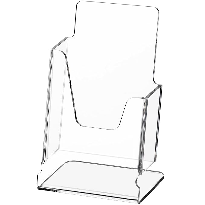 HeZone Acrylic Brochure Holder 4x9 Inch,Clear Pamphlet Holder Display Stand for Trifold 4 Inch Flyers,Pamphlets,Booklets,Menu,Leaflets for Office,Home,Store,Trade Exhibition,1 Pack,A6