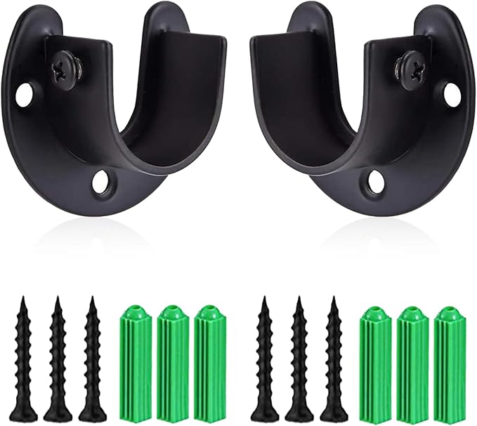 Rise age 1-3/8 Inch Closet Rod Brackets, Closet Rod Holders with Screws | Heavy Duty, Stainless Steel, Easy Installation, Pole Holder, Rod Support Bracket, Curtain Rod Holders, 2 Pcs