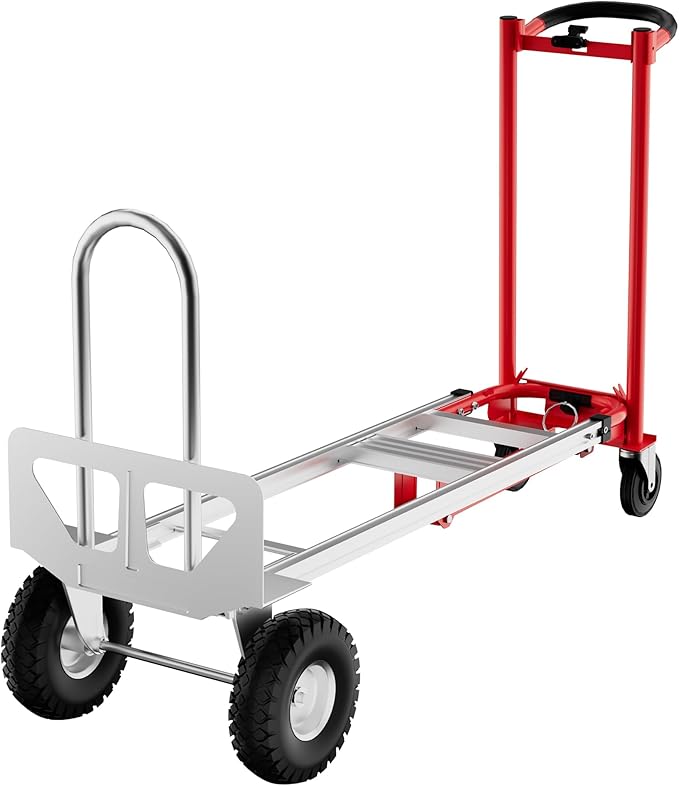 3-in-1 Convertible Hand Truck - 770 Lbs Heavy Duty Multi-Functional Aluminum Moving Dolly with Stair-Climbing Wheels - Folding Platform Cart & Utility Trolley for Home, Warehouse, Office