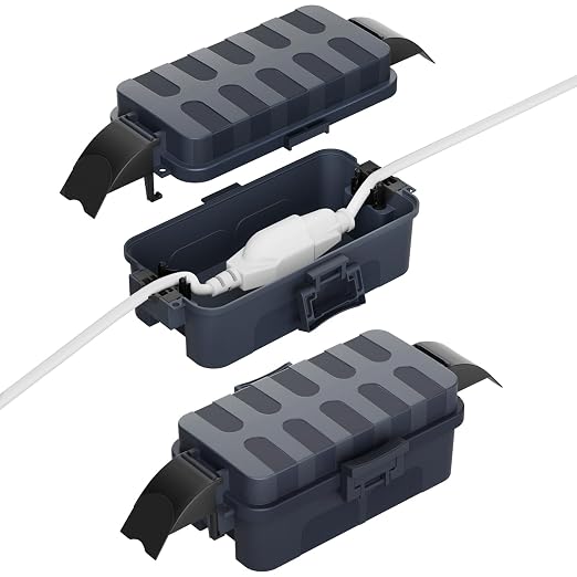 Flemoon [2 Pack] IP55 Small Outdoor Electrical Box Waterproof (Inner 5.9 x 3.2 x 1.8inch), Extension Cord Cover with Detachable Awning Covers for Plug, Outlet, Holiday Lights, Gray