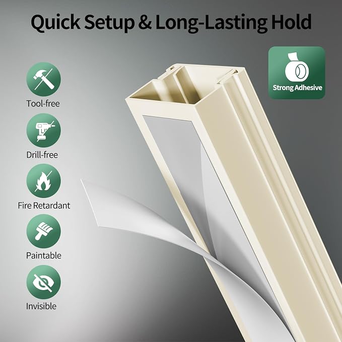 Beige Cord Hider, 212.6in Cord Covers for 1-2 Wires on Wall, Paintable Wire Hider Wire Covers for Cords on Walls, Easy Set-up Cable Hider Cable Raceway to Hide Cords on Wall, W0.59 H0.4in, Beige