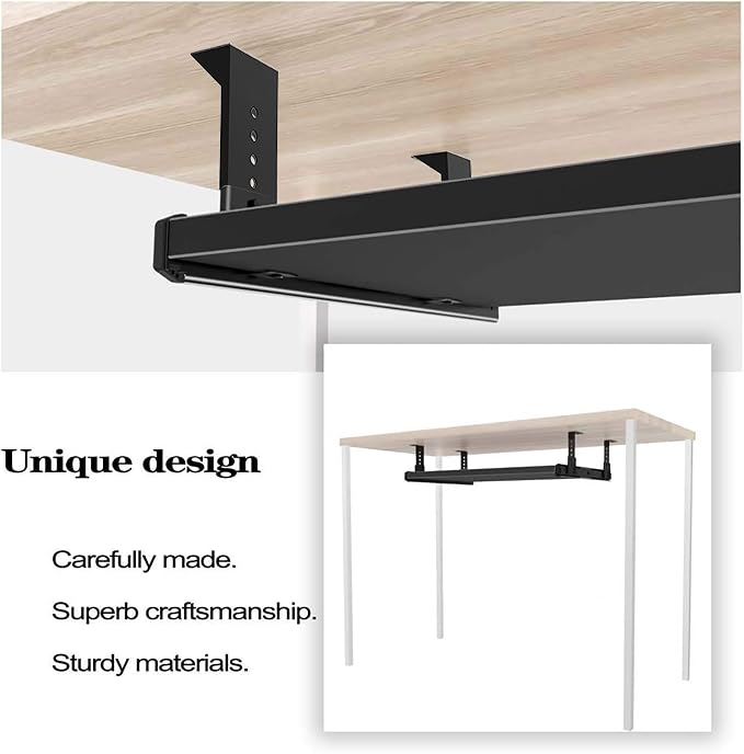 FRMSAET Heavy Duty 12/14/16/18 inches Thickness Steel Construction Ball Bearing Keyboard Slides Keyboard Drawer Slides Tray Accessories Cabinet Furniture Hardware Rails (16 inches, Black)