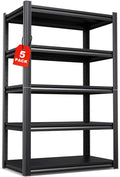 Set of 5 71"H Garage Shelving-2050LBS 5 Tier Storage Shelves,Adjustable Heavy Duty Metal Shelving Unit and Storage Large Rack,Utility Steel Shelf For Shop Warehouse Industrial Pantry 71"x35"x16"