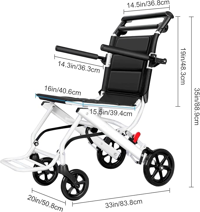 (15lb) Super Lightweight Wheelchairs for Adults，Easy to Travel, Locking Hand Brakes, User-Friendly, Folding, Portable. for Adults or Child (up to 220lbs) A