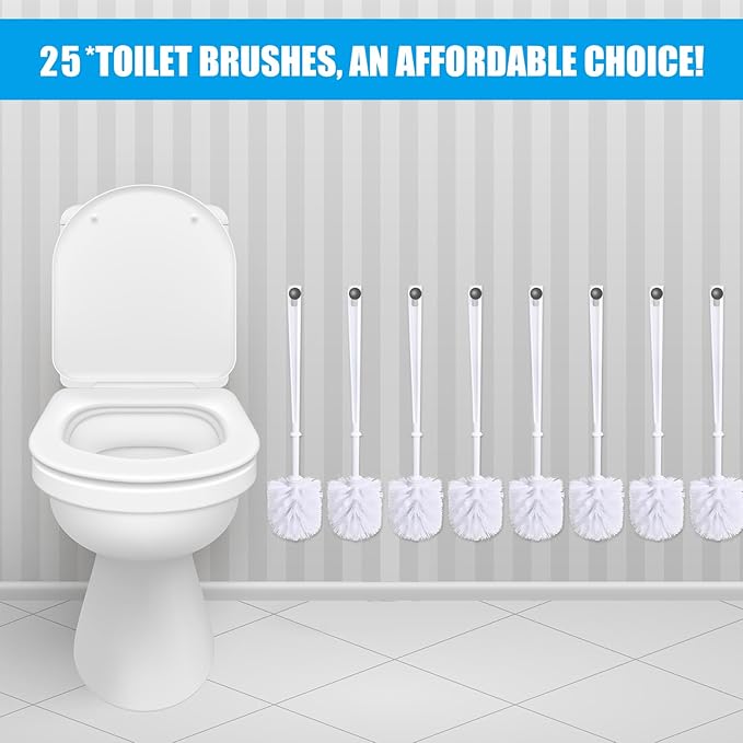 Mimorou 1 Pcs White Toilet Bowl Brush, Soft Bristle Bathroom Scrubber with Long Plastic Handle, Cleaning Brushes for Household, Commercial & Hospitality